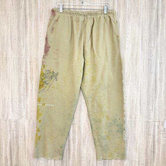 Primitive x Dragon Ball Super Goku Pants Men’s Small Crop Yellow Washed Fleece - Picture 2 of 16